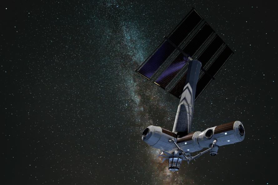 Exterior of Axiom Station rendering