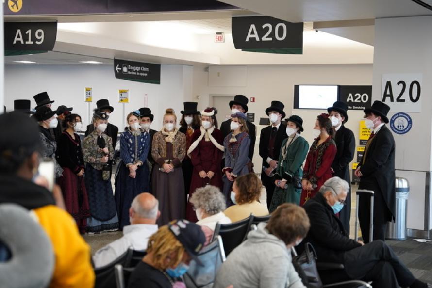 Kingwood High School’s Madrigals Runout, showcases their vocal talents for travelers