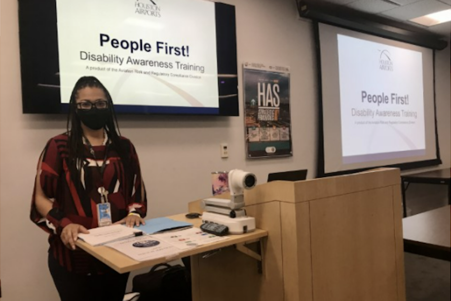 Tambre Moten hosts "People First" disability awareness mandatory training.